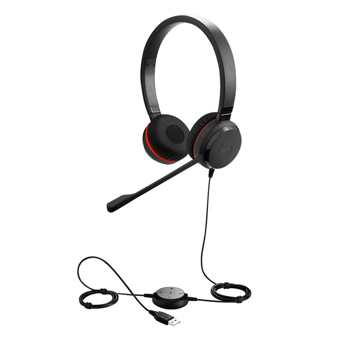 JA-5399-823-389 Professional MS Teams stereo headset with 3,5 mm jack and USB-C connector and leather ear cushions and great sound quality for calls and music.